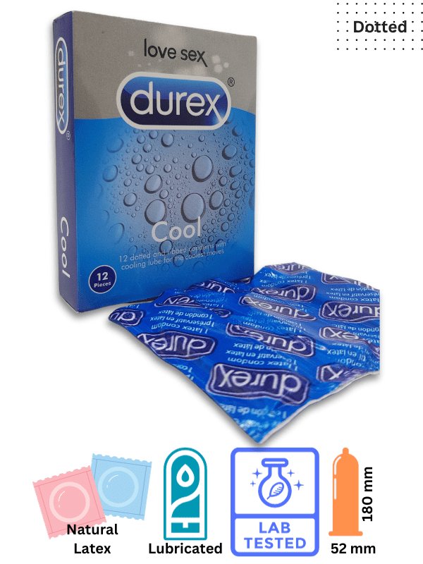 Durex Cool Condoms 12 Pieces - Dotted & Ribbed with Cooling Lube