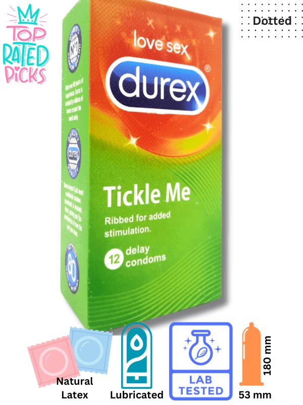 Durex Tickle Me Condoms Ribbed n Dotted - 12 Delay Condoms