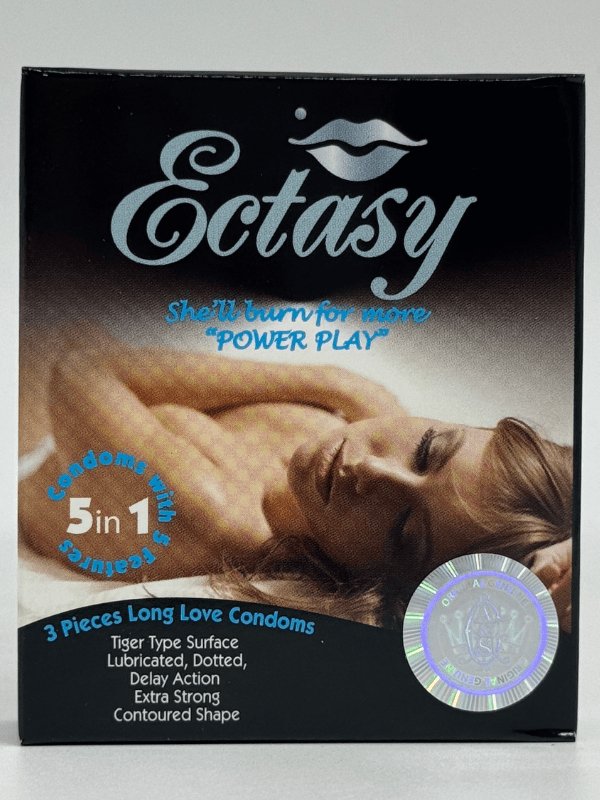 Ectasy Extra Strong Dotted Condoms 3 Pieces -  Lubricated Condoms