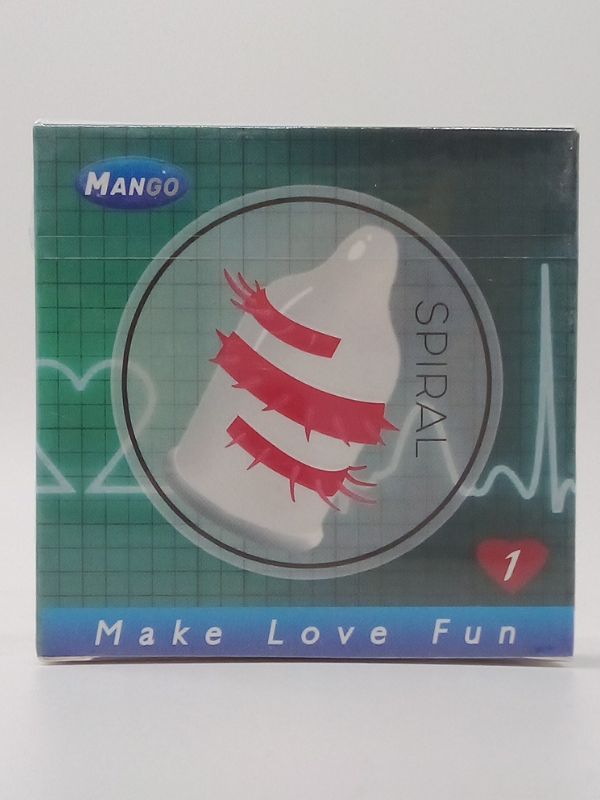 Mango Spiral Spike Condom - 1 Piece Textured Condom