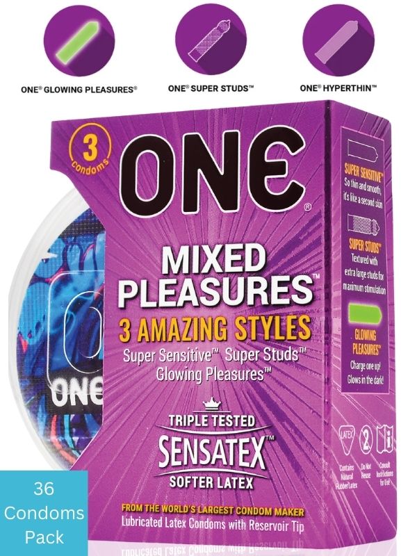 One Mixed Pleasure Condoms - 3 Styles Lubricated Condoms