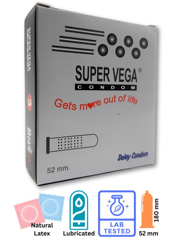 Super Vega Condoms 3 Pieces - Silver