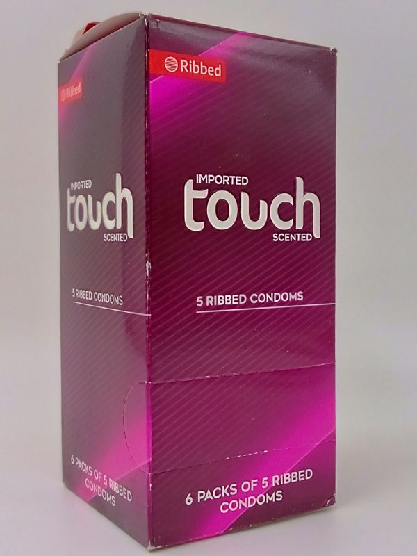Touch Condoms - 6 x 5 Ribbed Condoms Pack