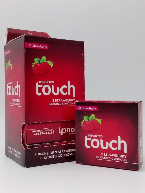 Touch Condoms Strawberry Flavored - 6 X 3 Pack of Condoms
