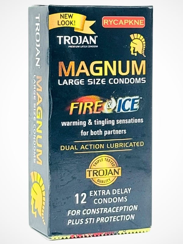Trojan Magnum Large Size Condoms - 12 Dual Action Lubricated Condoms