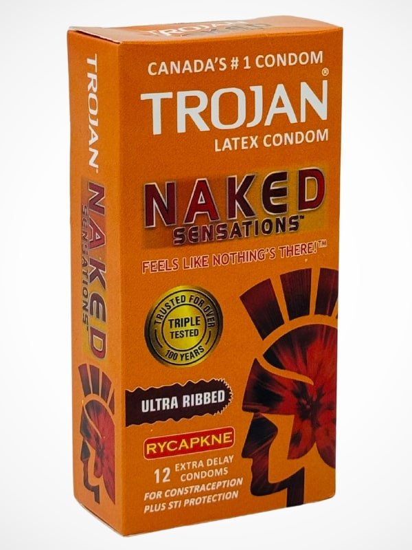 Trojan Naked Sensations Condoms - 12 Ultra Ribbed Condoms